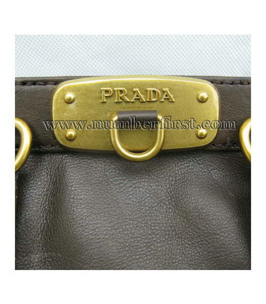 Prada Coffee Calfskin Leather Tote Messenger Bag-6