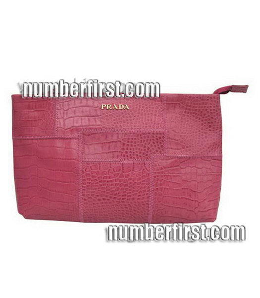 Prada Colors Leather Crocodile Veins Clutch Bag -1-7