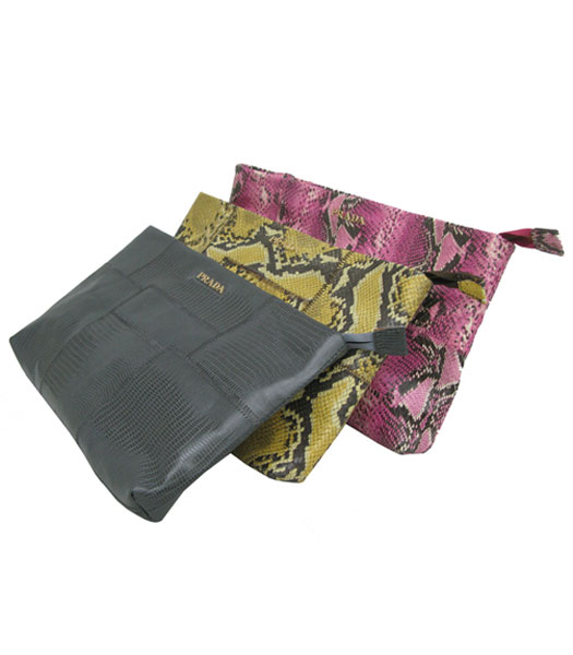 Prada Colors Leather Snake Veins Clutch Bag -1