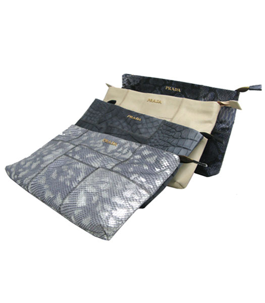 Prada Colors Leather Snake Veins Clutch Bag