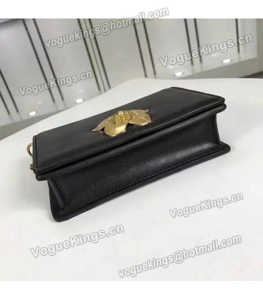 Prada Corolle Black Leather Flower Decorative Chains Bag-2