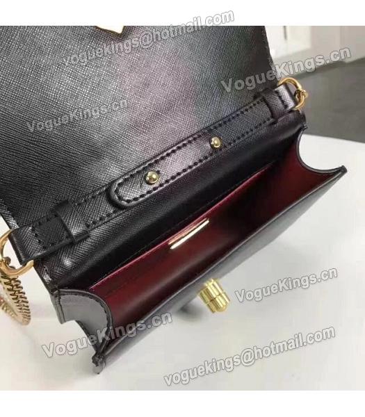 Prada Corolle Black Leather Flower Decorative Chains Bag-6