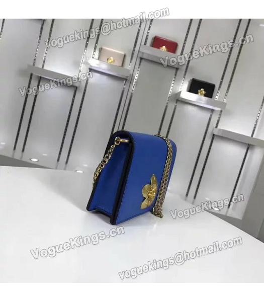Prada Corolle Blue Leather Flower Decorative Chains Bag-6