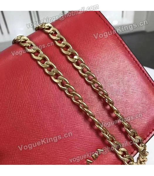 Prada Corolle Red Leather Flower Decorative Chains Bag-3