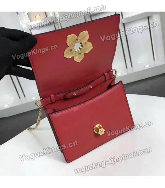 Prada Corolle Red Leather Flower Decorative Chains Bag-4