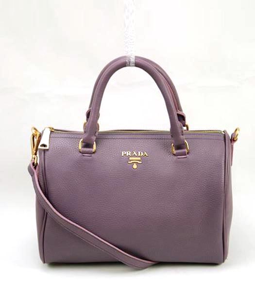 Prada Cowhide Leather Tote Bag in Pink_Purple