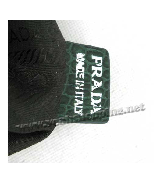 Prada Croc Veins Leather Handbag with Crystal Trim Green-6