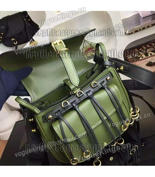 Prada Cross Veins Dark Green Leather Shoulder Bag-3