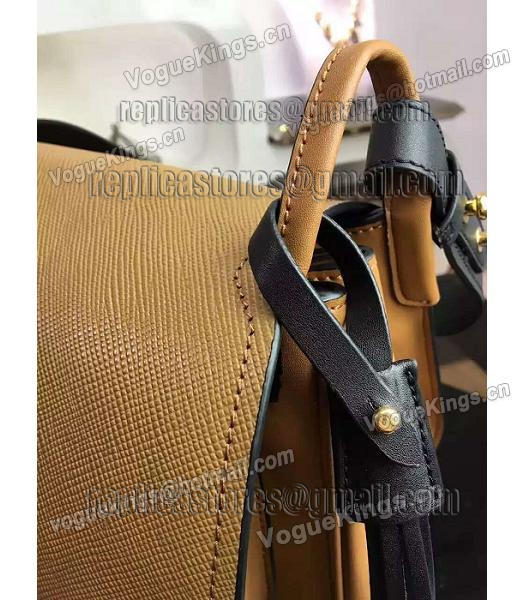 Prada Cross Veins Khaki Leather Shoulder Bag-4