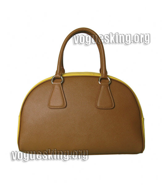 Prada Cross Veins Leather Top Handle Bag Apricot/Yellow-1