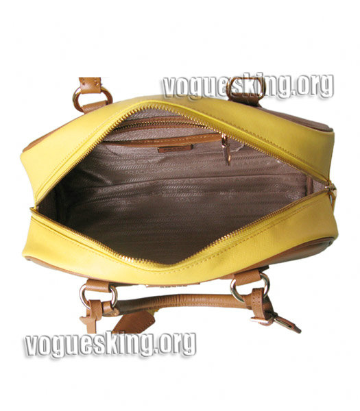 Prada Cross Veins Leather Top Handle Bag Apricot/Yellow-5