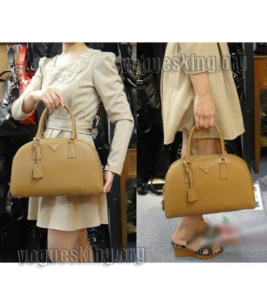 Prada Cross Veins Leather Top Handle Bag Apricot/Yellow-6