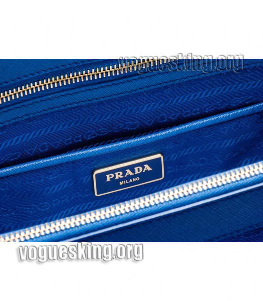 Prada Cross Veins Leather Top Handle Bag Blue-6