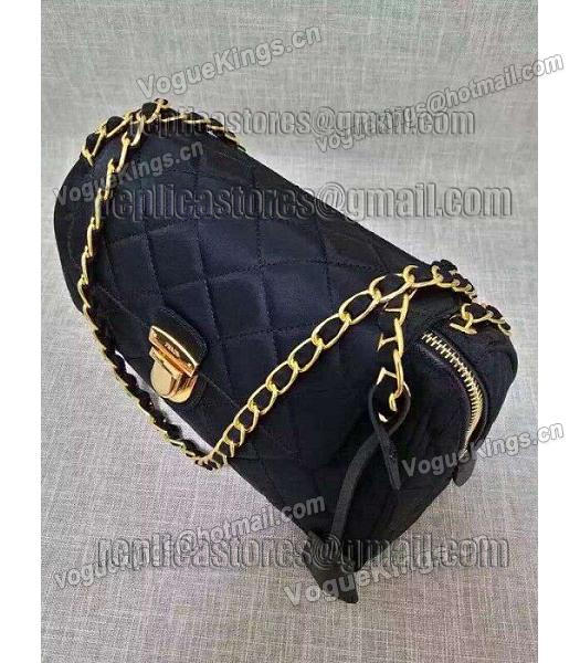 Prada Cross Veins Quilted Black Shoulder Bag Golden Chains-1