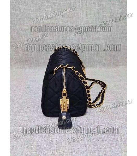 Prada Cross Veins Quilted Black Shoulder Bag Golden Chains-3