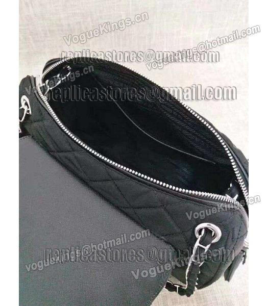 Prada Cross Veins Quilted Black Shoulder Bag Silver Chains-5