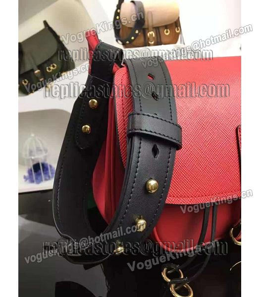 Prada Cross Veins Red Leather Shoulder Bag-3