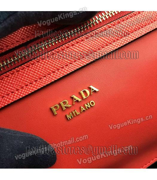 Prada Cross Veins Red Leather Shoulder Bag-7