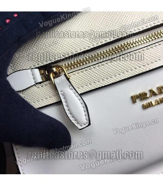 Prada Cross Veins White Leather Shoulder Bag-5