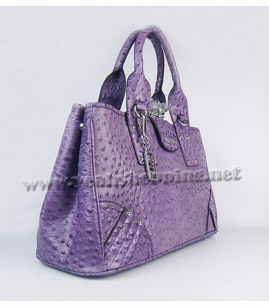 Prada Crystal Cluster Kisslock Satchel Bag Purple Ostrich Leather-1