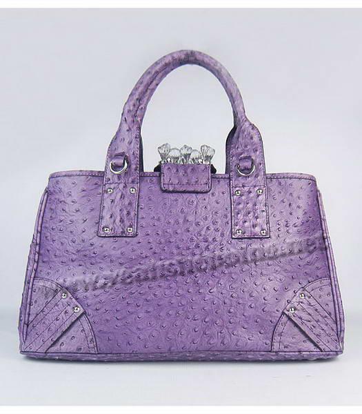 Prada Crystal Cluster Kisslock Satchel Bag Purple Ostrich Leather-2