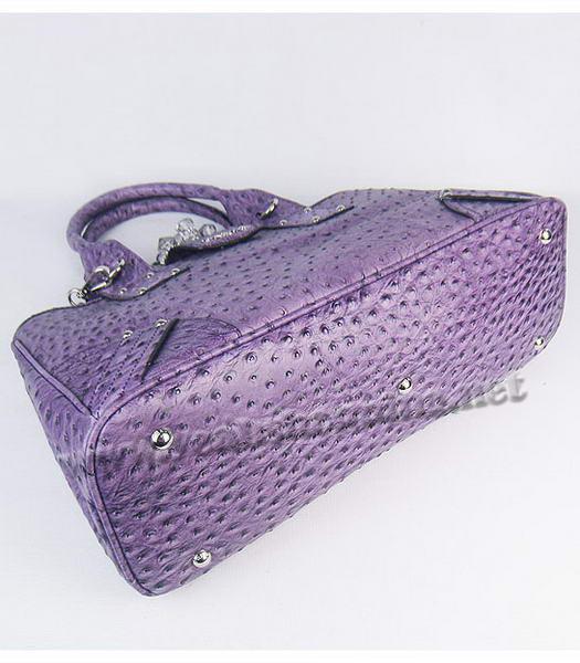 Prada Crystal Cluster Kisslock Satchel Bag Purple Ostrich Leather-3
