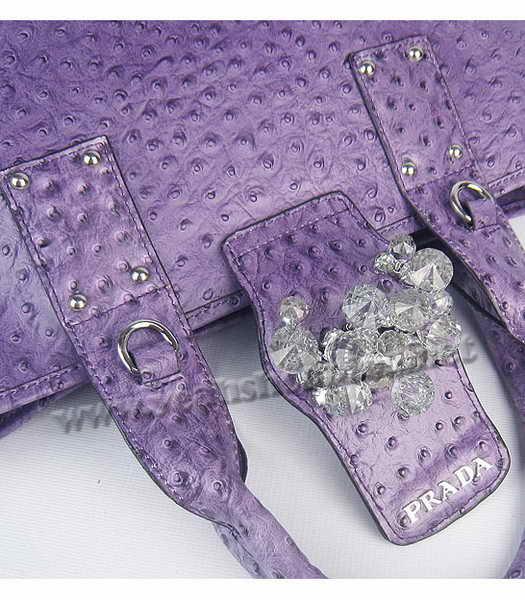 Prada Crystal Cluster Kisslock Satchel Bag Purple Ostrich Leather-4