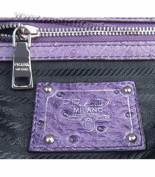 Prada Crystal Cluster Kisslock Satchel Bag Purple Ostrich Leather-8