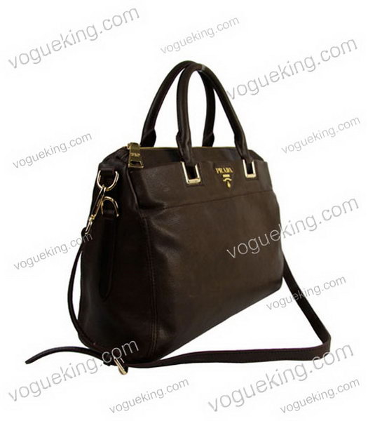 Prada Dark Coffee Calfskin Leather Top Handle Bag-2