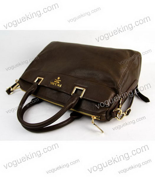 Prada Dark Coffee Calfskin Leather Top Handle Bag-4