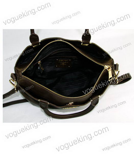 Prada Dark Coffee Calfskin Leather Top Handle Bag-6