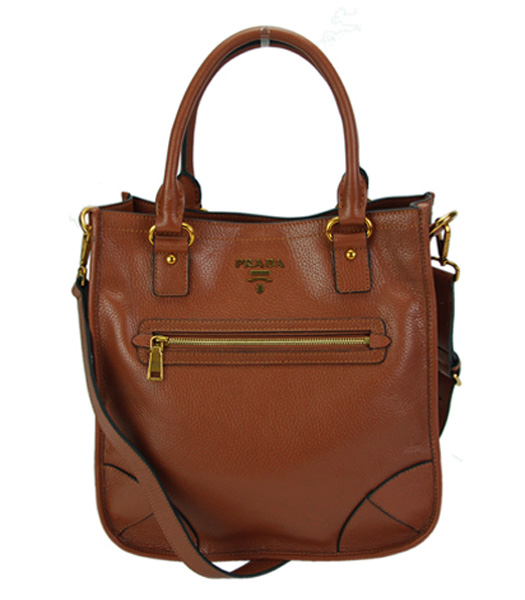 Prada Deerskin Coffee Leather Tote Handbag