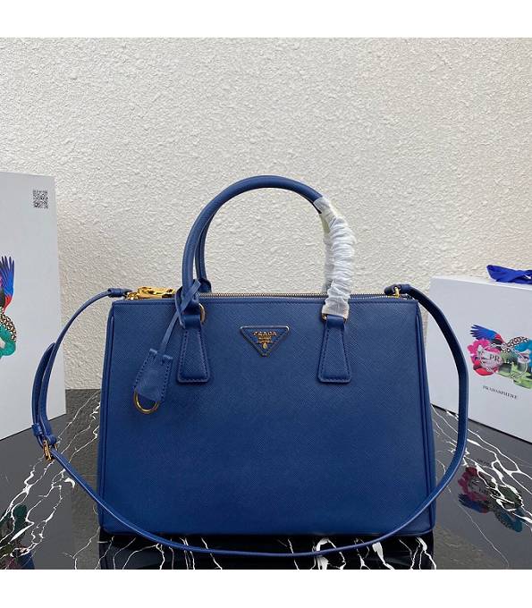 Prada Electric Blue Original Saffiano Cross Veins Leather Medium Galleria Bag