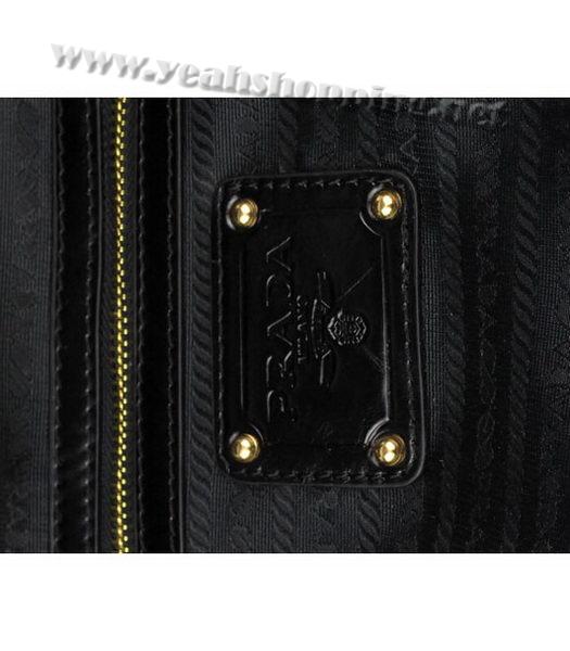 Prada Fox Fur Leather Tote Bag Black_Grey-6