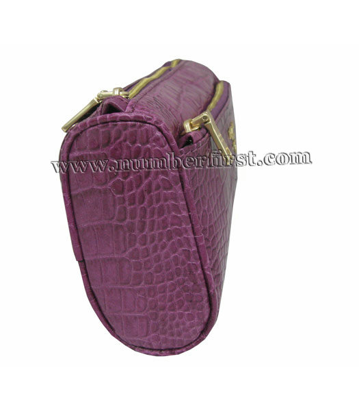 Prada Fuchsia Croc Veins Clucth Cosmetic Bag-2