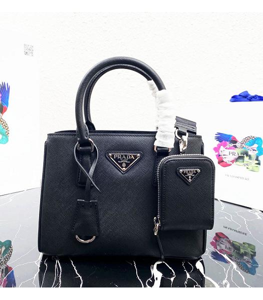 Prada Galleria Black Original Cross Veins Leather Medium Tote Bag