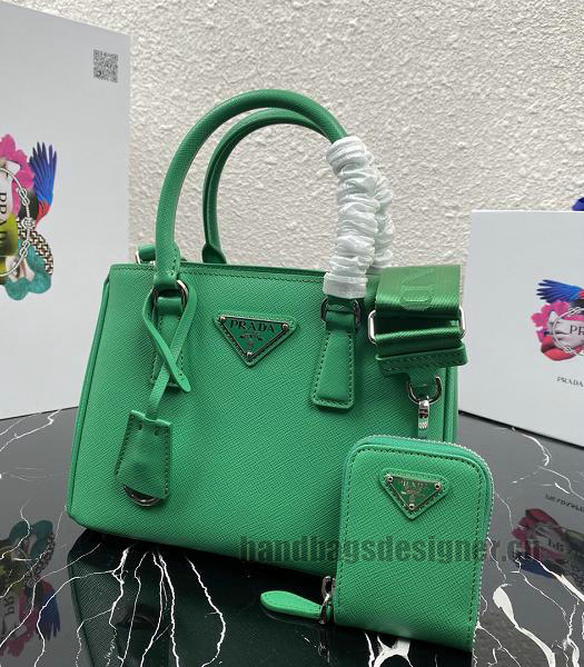 Prada Galleria Green Original Cross Veins Leather Medium Tote Bag-4