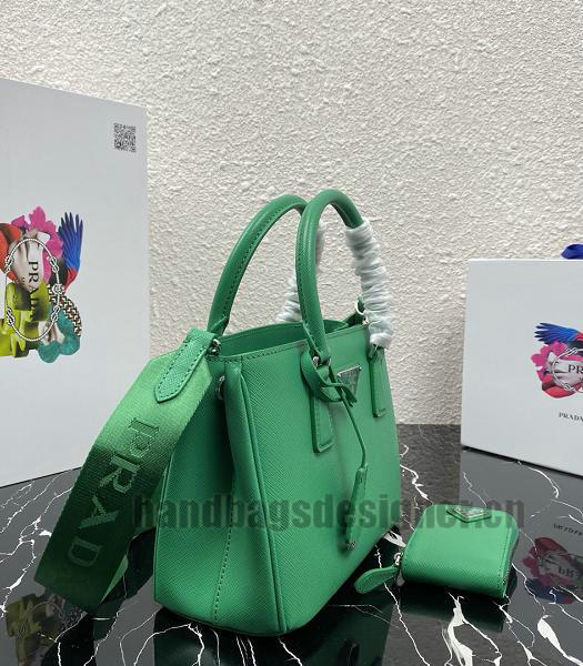 Prada Galleria Green Original Cross Veins Leather Medium Tote Bag-7