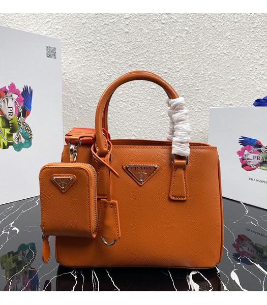 Prada Galleria Orange Original Cross Veins Leather Medium Tote Bag