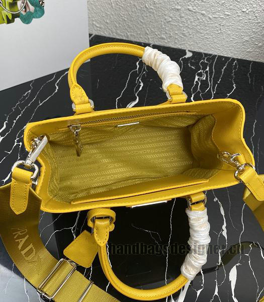 Prada Galleria Yellow Original Cross Veins Leather Medium Tote Bag-2