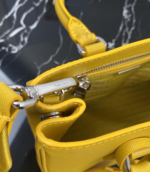 Prada Galleria Yellow Original Cross Veins Leather Medium Tote Bag-3