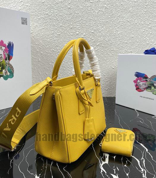 Prada Galleria Yellow Original Cross Veins Leather Medium Tote Bag-7
