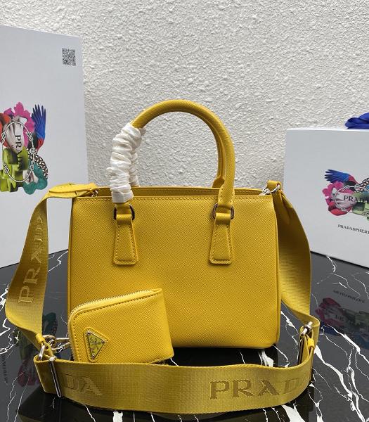 Prada Galleria Yellow Original Cross Veins Leather Medium Tote Bag-8