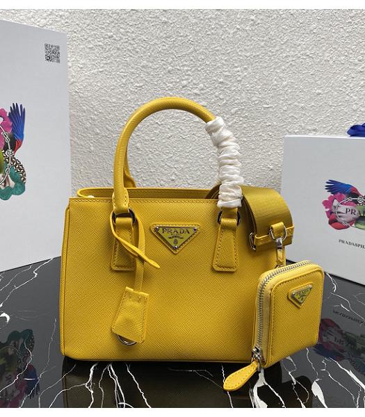 Prada Galleria Yellow Original Cross Veins Leather Medium Tote Bag