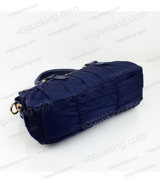 Prada Gaufre Blue Fabric With Lambskin Leather Top Handle Bag-2