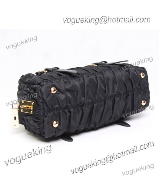 Prada Gaufre Fabric Top Handle Handbag Black-3