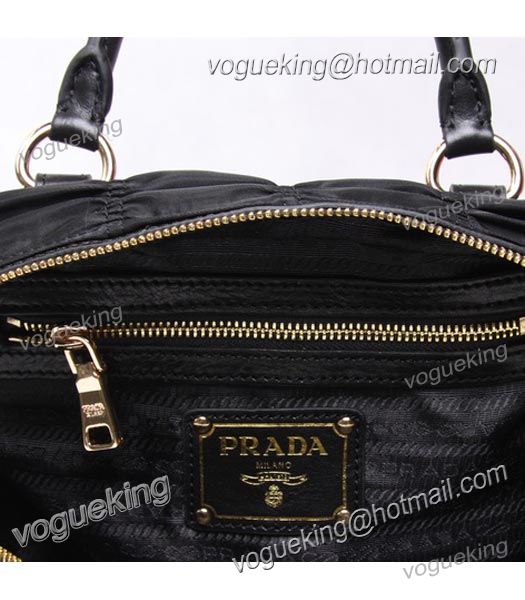 Prada Gaufre Fabric Top Handle Handbag Black-5
