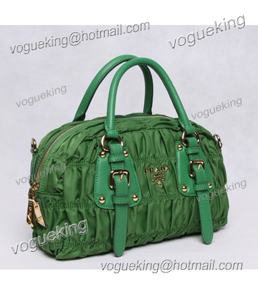 Prada Gaufre Fabric Top Handle Handbag Green-1
