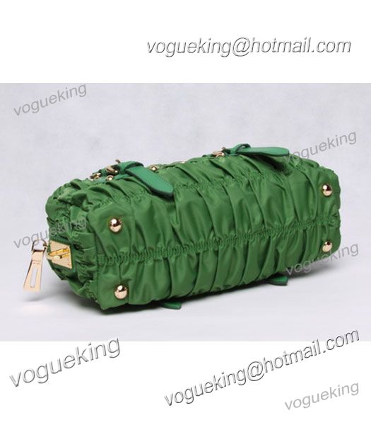 Prada Gaufre Fabric Top Handle Handbag Green-3
