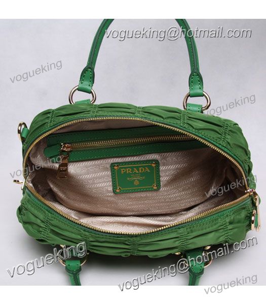 Prada Gaufre Fabric Top Handle Handbag Green-4